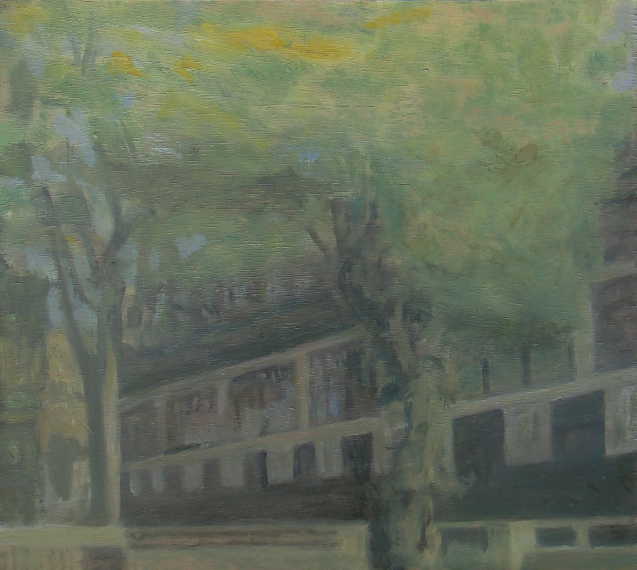 Een plek om te wonen 3, 2010 (olieverf op multiplex) door Trevor Burgess