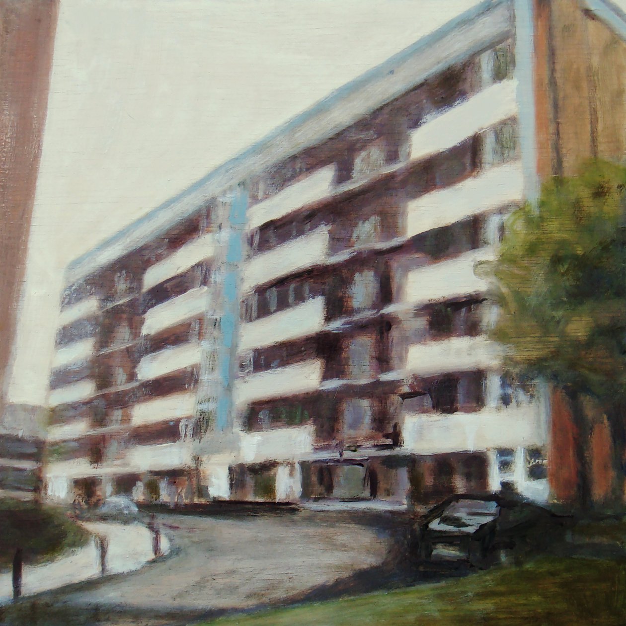 Een plek om te wonen 43, 2012 (olieverf op multiplex) door Trevor Burgess