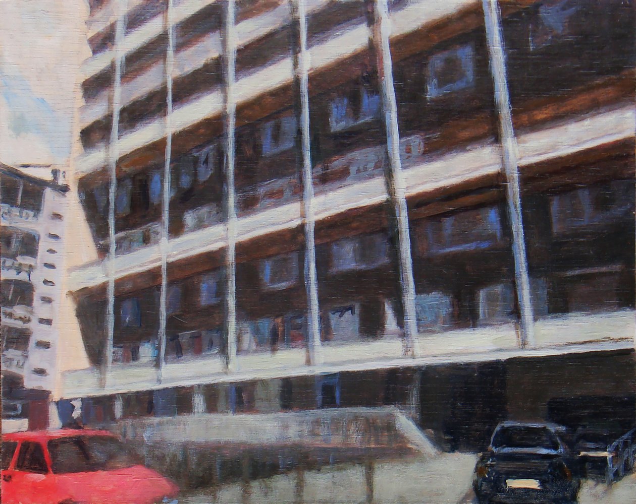 Een plek om te wonen 46, 2012 (olieverf op multiplex) door Trevor Burgess