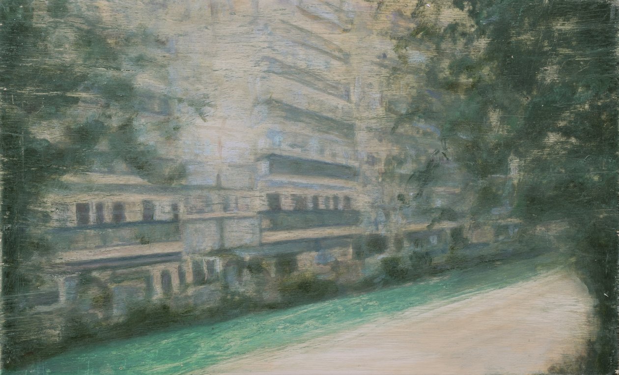 Een plek om te wonen 52, 2013 (olieverf op multiplex) door Trevor Burgess