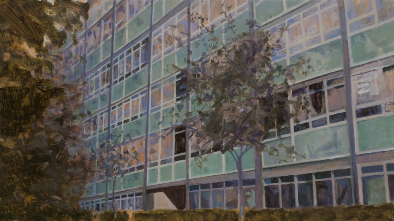 Een plek om te wonen L6, 2013 (olieverf op multiplex) door Trevor Burgess