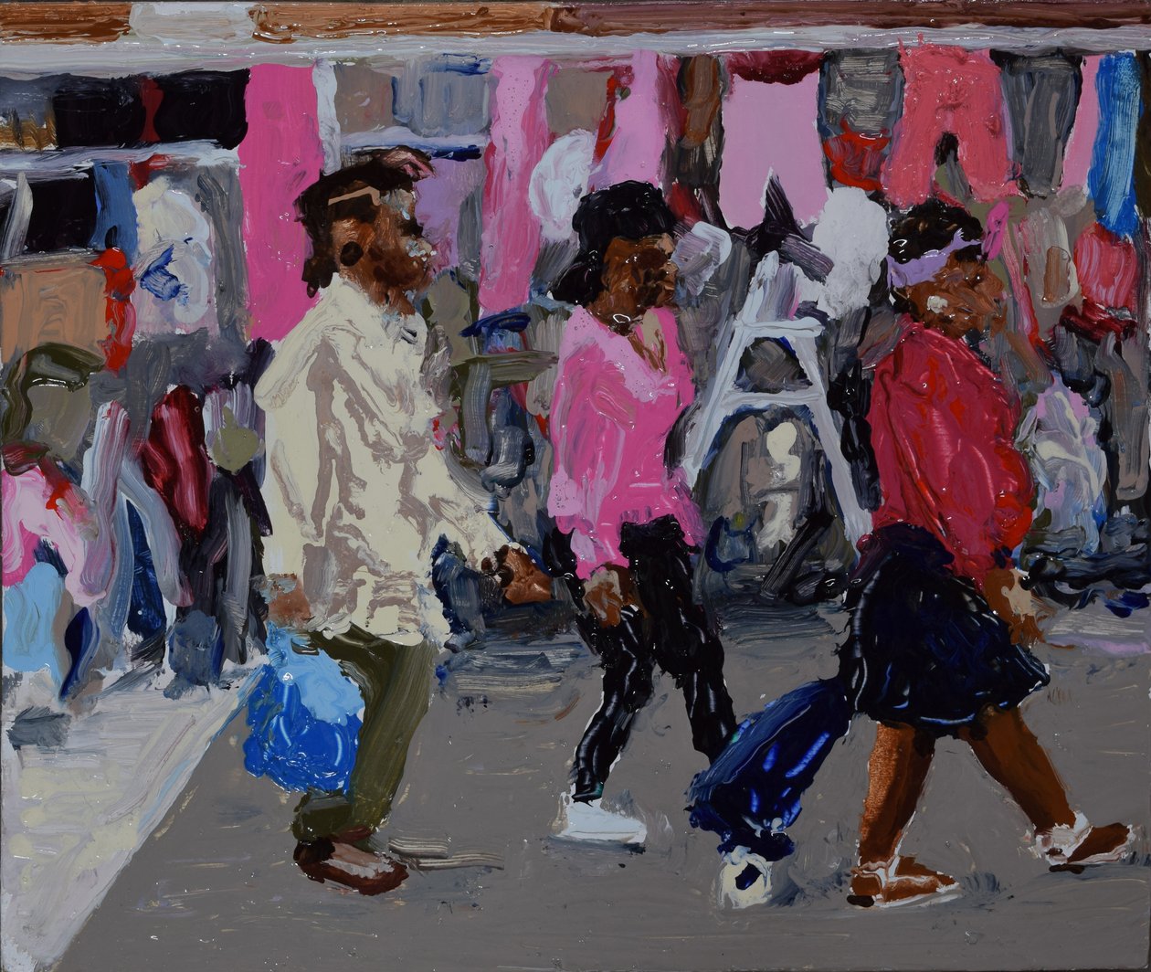 Markthandelaars (Deptford, Londen), 2018 (olieverf op board) door Trevor Burgess