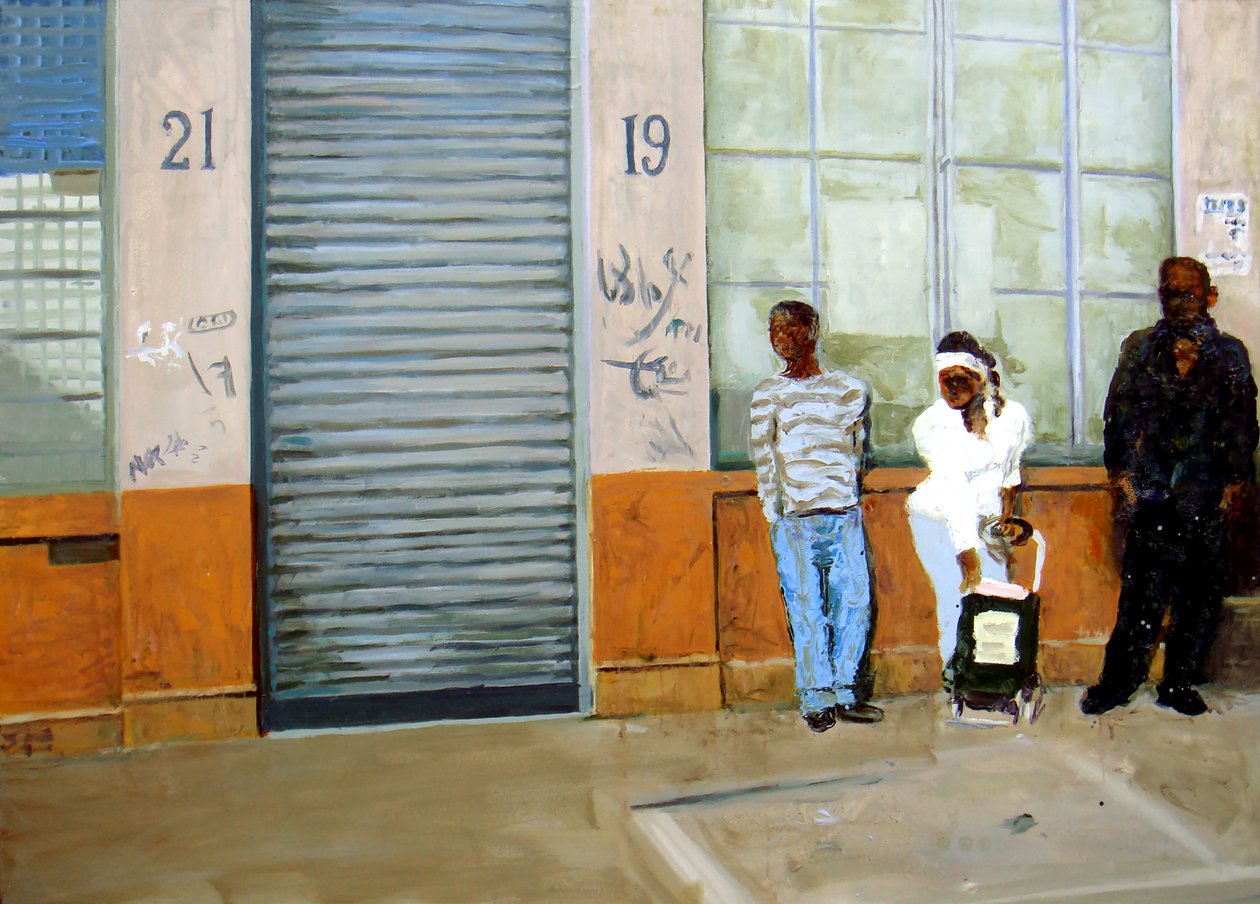 Wachten, 2009 (olieverf op doek) door Trevor Burgess