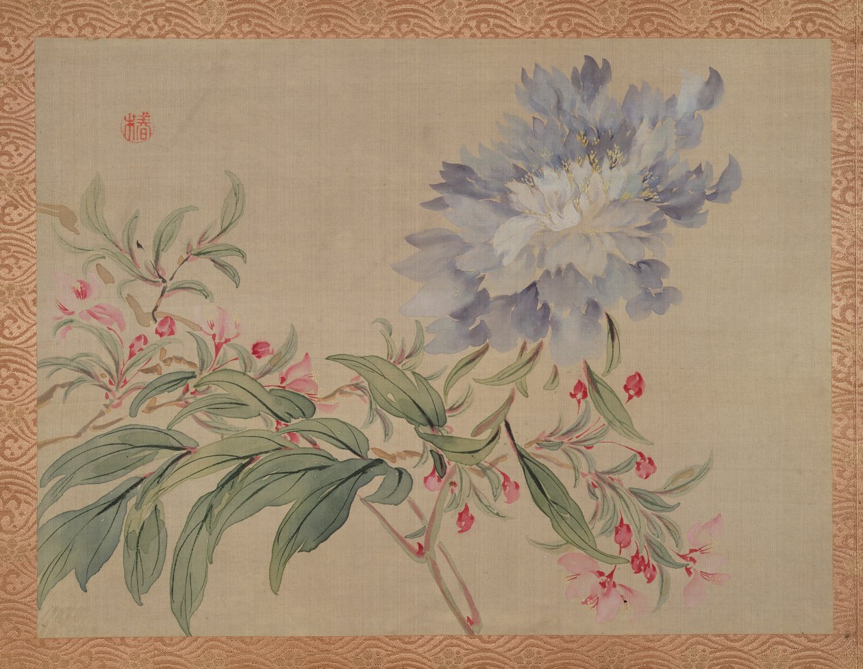 Bloesem en een bloem, 1851 door Tsubaki Chinzan