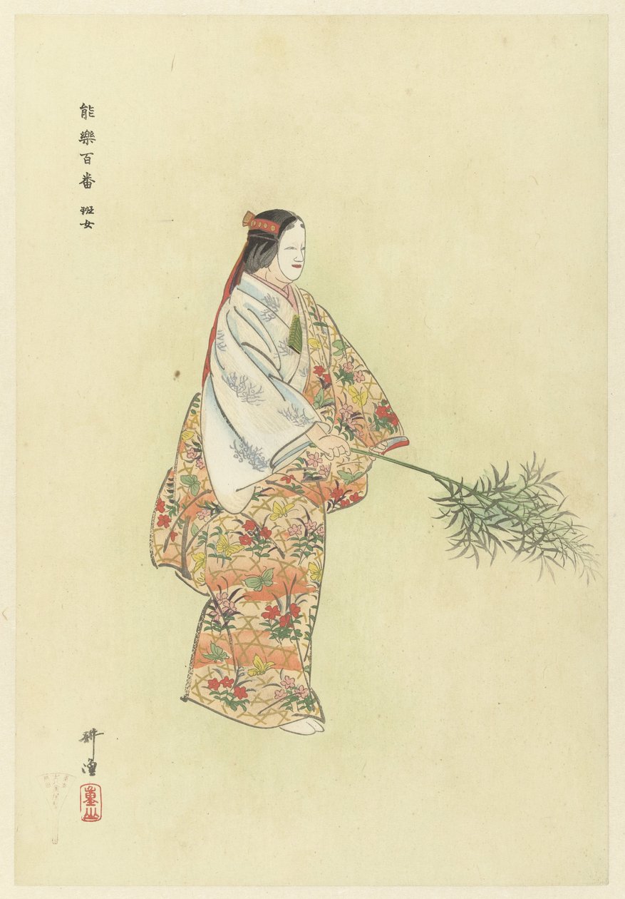 Acteur in het No theaterstuk Hanjo door Tsukioka Kogyo