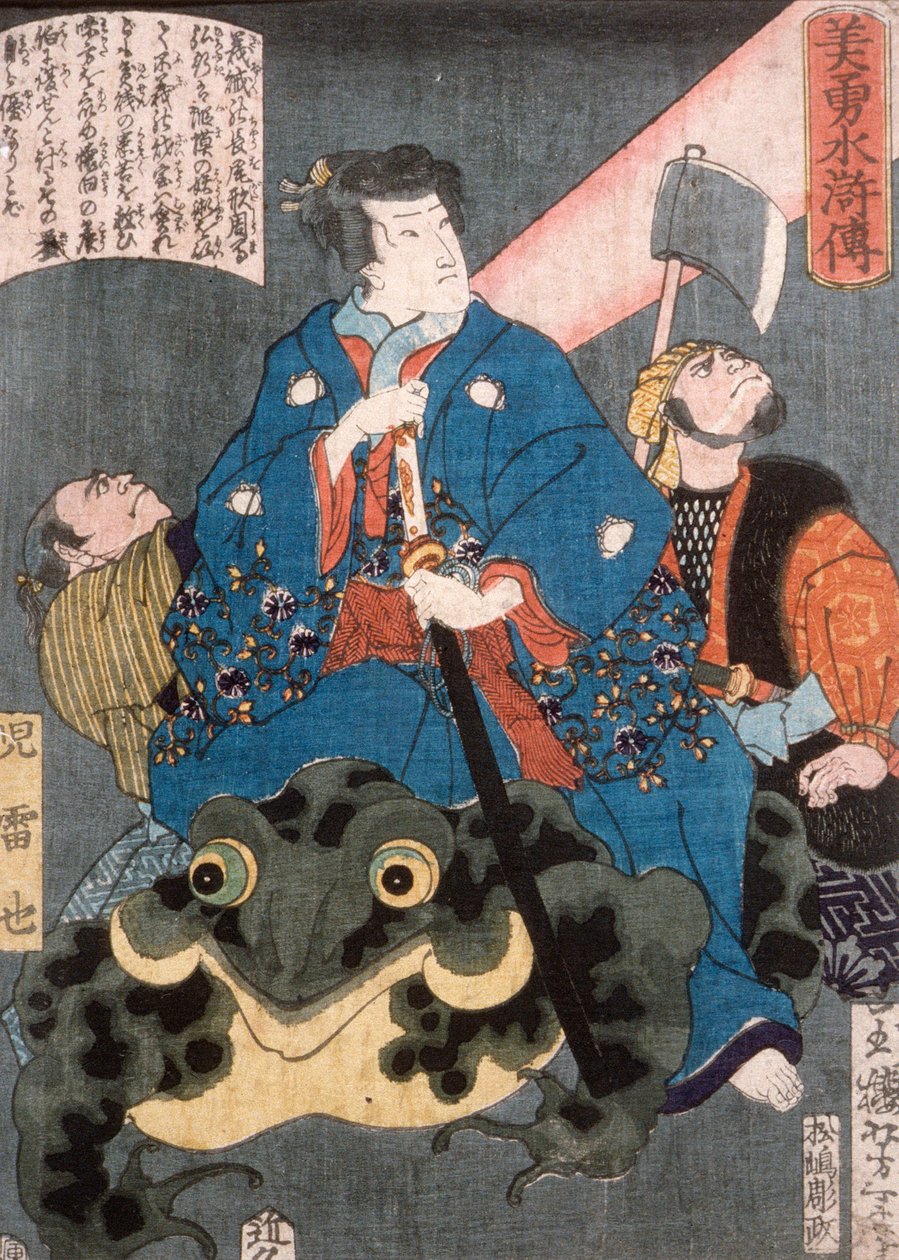Jiraiya rijdend op een kikker door Tsukioka Yoshitoshi