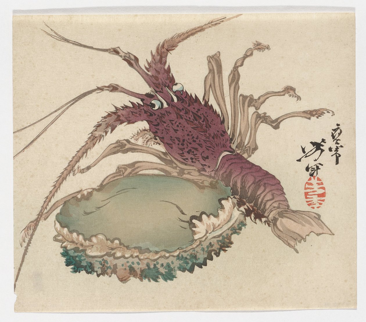 Kreeft en abaloon door Tsukioka Yoshitoshi