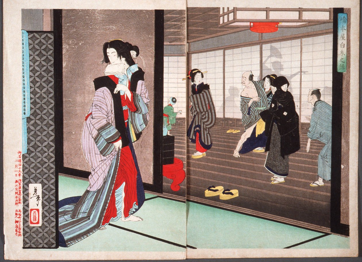 Het verhaal van Shiraito, een courtisane van het huis Hashimoto door Tsukioka Yoshitoshi
