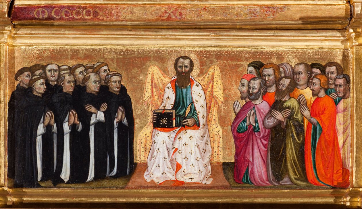 Predella met het leven van St. Bartholomeus, uit Maagd en kind omringd door engelen en heiligen door Turino Vanni
