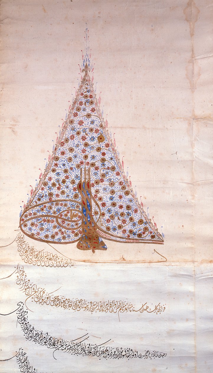 Detail van een Firman die de Capucijnerorde van monniken toestaat om in het oosten te reizen, ca. 1628 (detail) door Turkish School