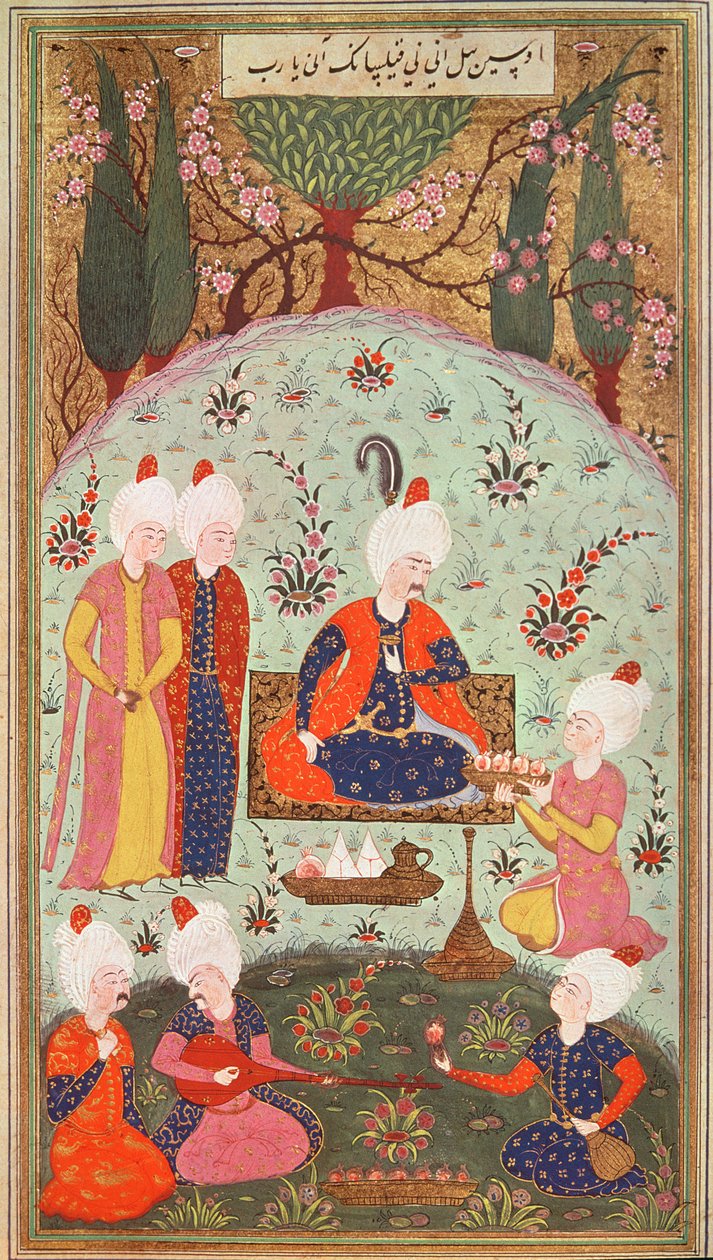 TSM H.804 & H.806 De kroonprins viert de overwinning met een maaltijd in de tuin, 1534 door Turkish School