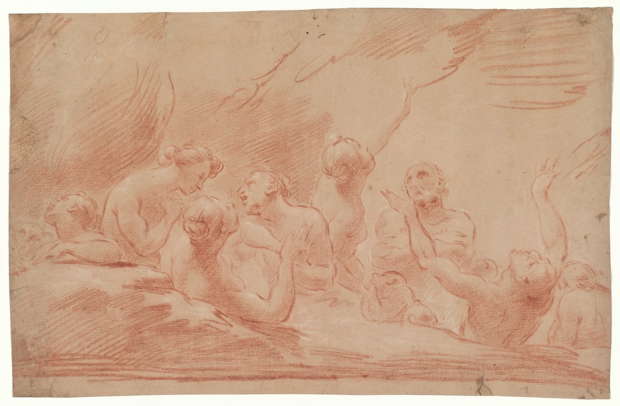 Seelen im Fegefeuer, Studie für Der selige Johannes Burali bittet die selige Jungfrau, für die Seelen im Fegefeuer zu intervenieren, San Bartolomeo, Bologna door Ubaldo Gandolfi