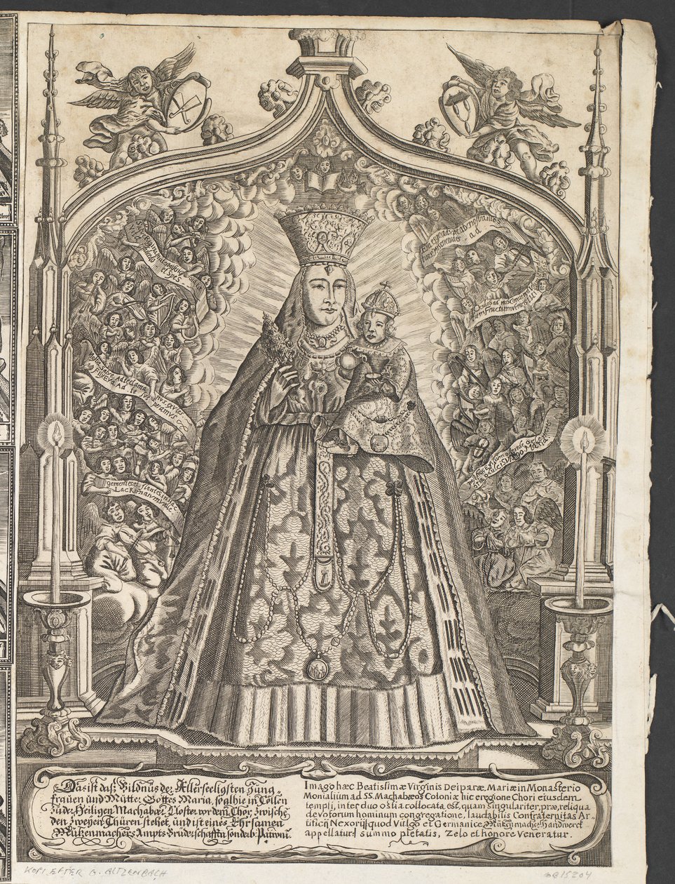 Maagd Maria met het Christuskind, omringd door musicerende engelen door Ubekendt