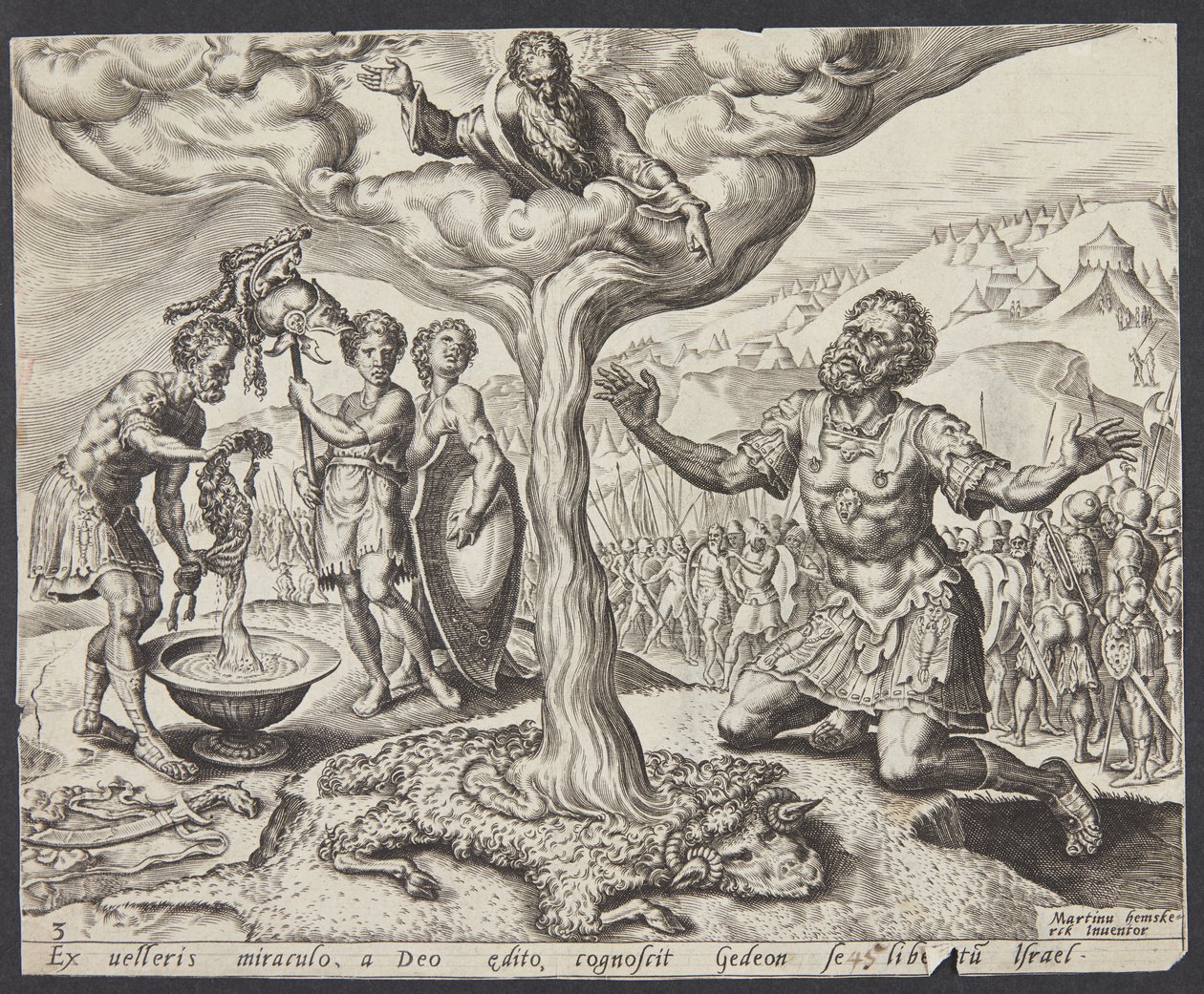 De dauw op het vlies van wol door Ubekendt efter Maarten van Heemskerck