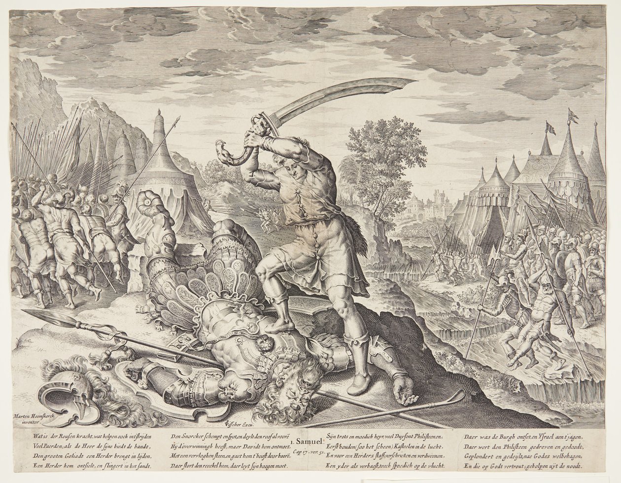 David onthoofdt Goliath door Ubekendt efter ubekendt efter Maarten van Heemskerck