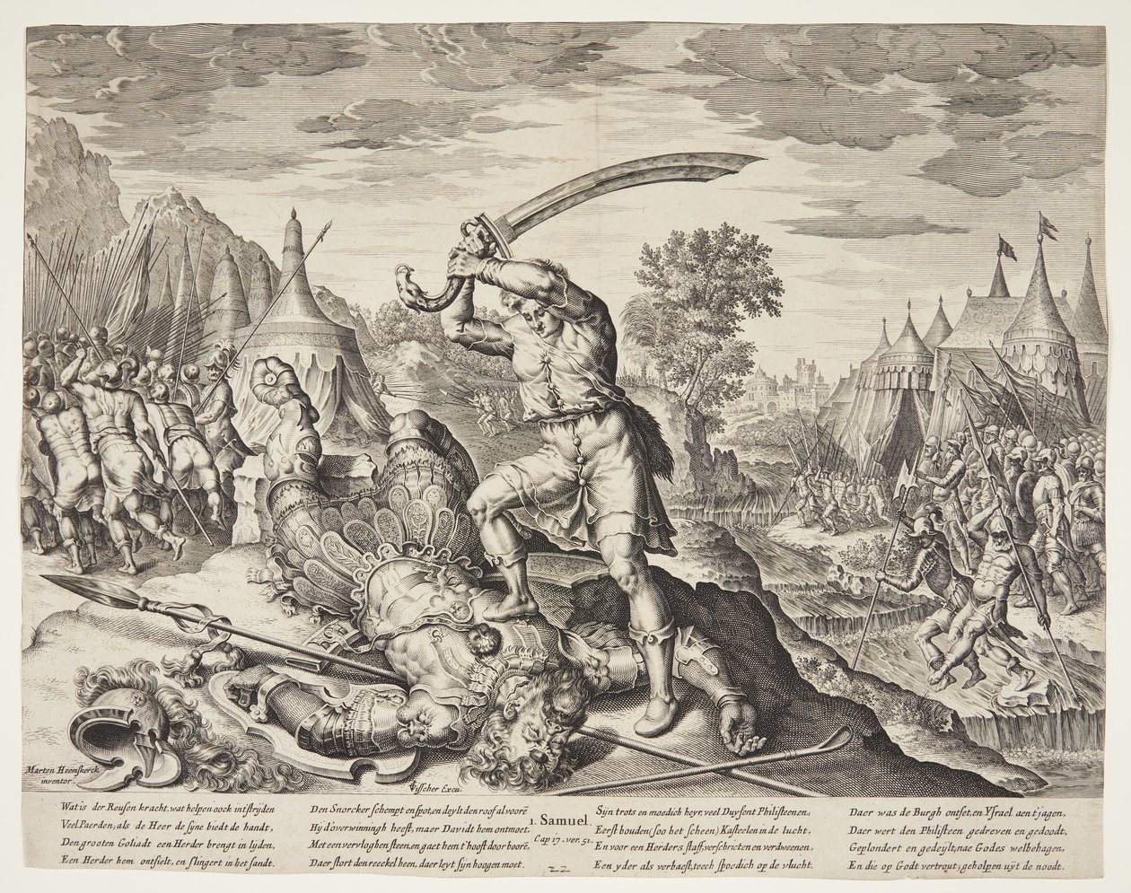 David die het hoofd van Goliath afhakt door Ubekendt efter ubekendt efter Maarten van Heemskerck