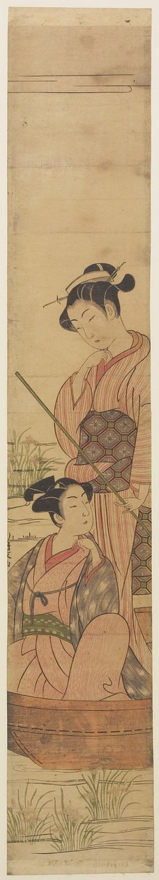 Jong stel in een boot onder de maan, c.1770-72 door Uchimasa