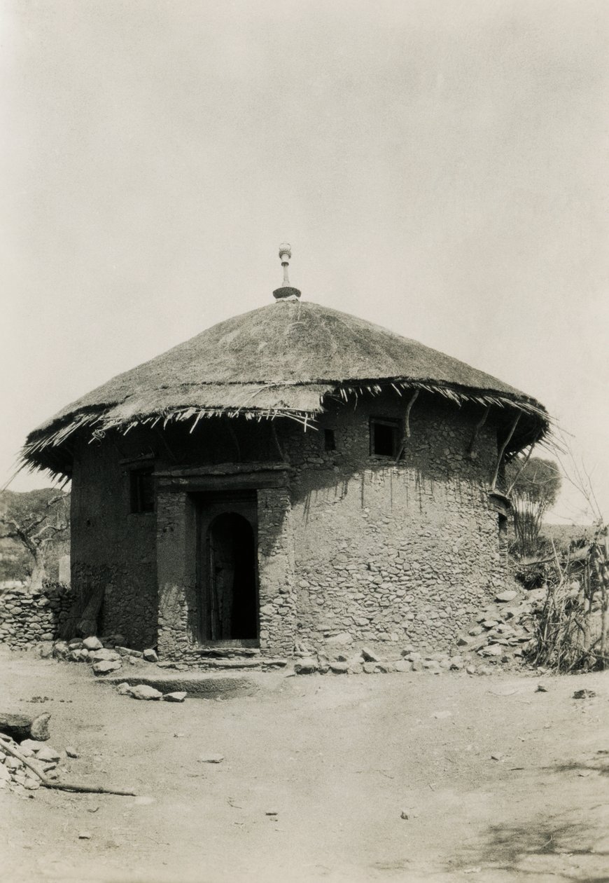 Ronde hut met rieten dak, Axum, Ethiopië, foto door Ugo Monneret de Villard door Ugo Monneret de Villard