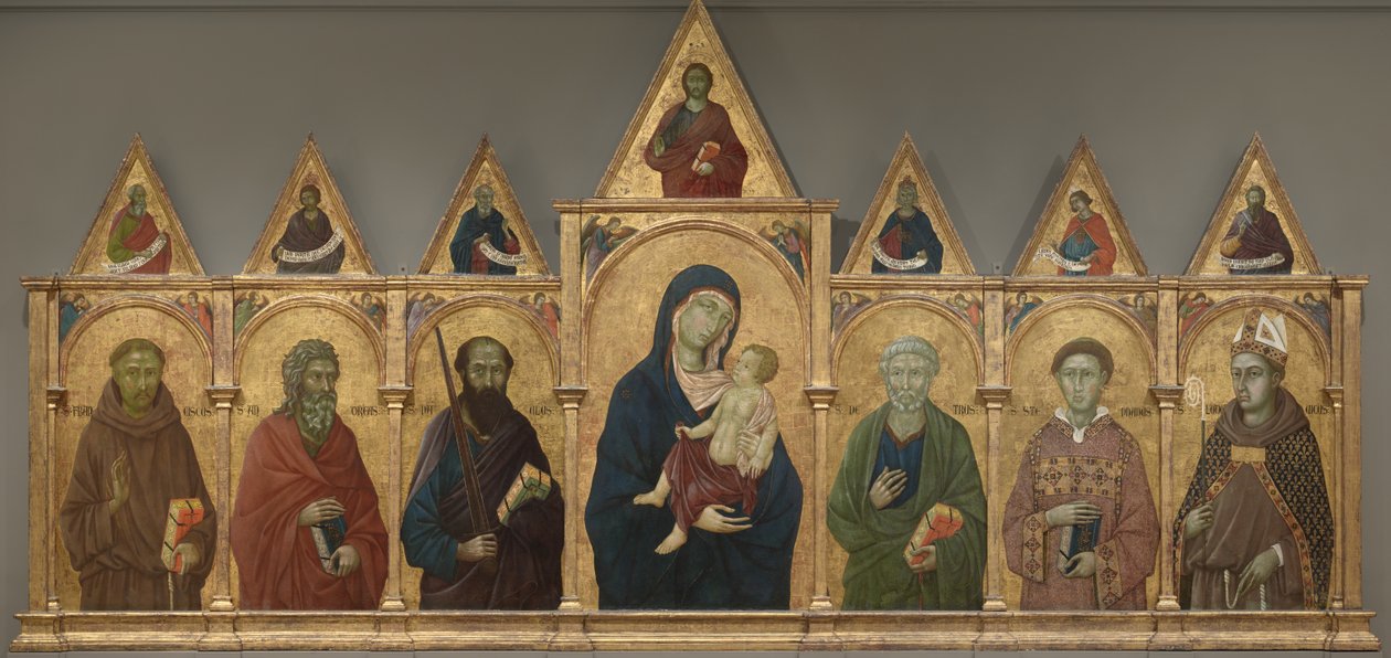 Maagd en Kind met Heiligen Franciscus, Andreas, Paulus, Petrus, Stefanus en Lodewijk van Toulouse, ca. 1317-21 door Ugolino di Nerio