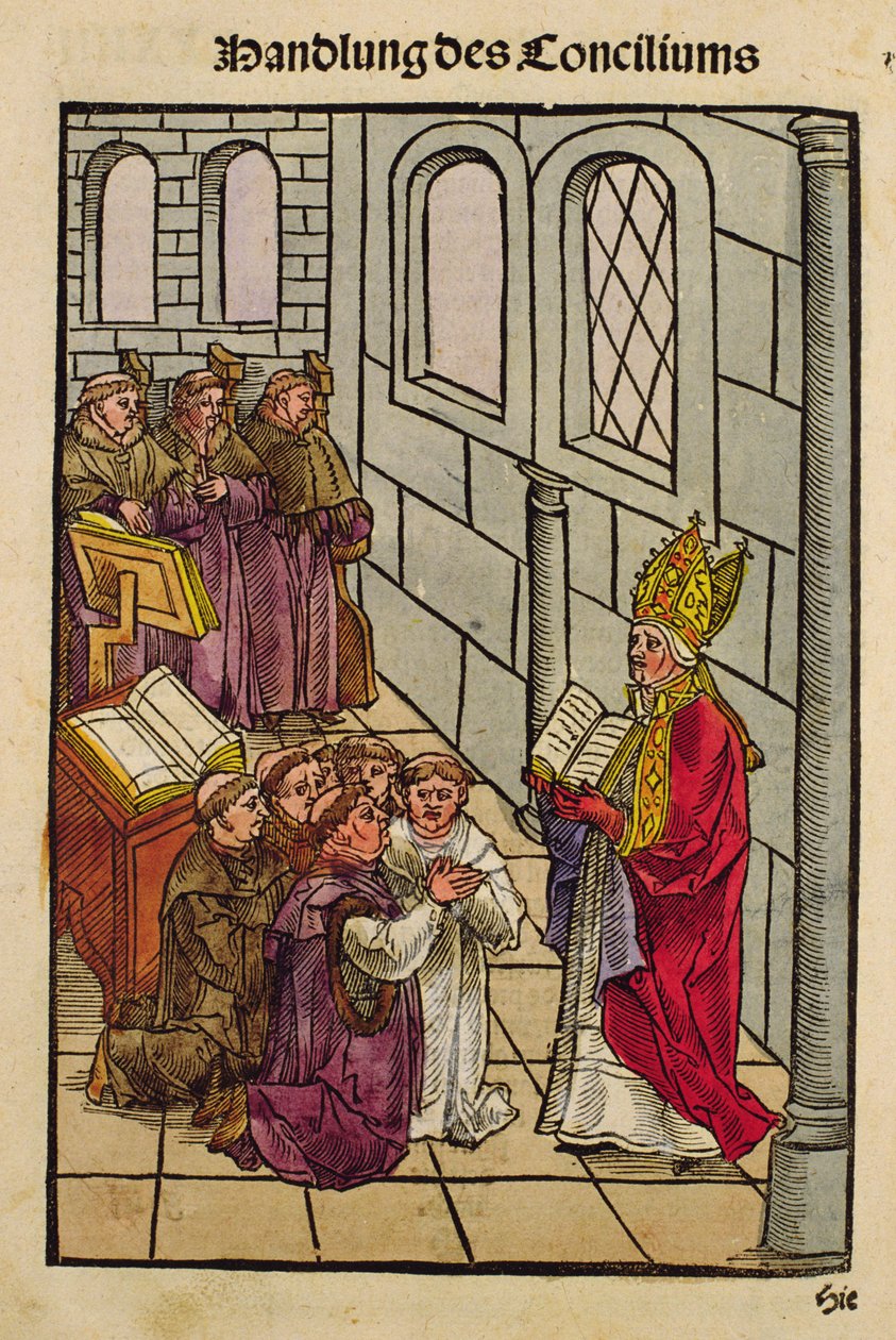 Een scène uit het Concilie van Konstanz, uit 
