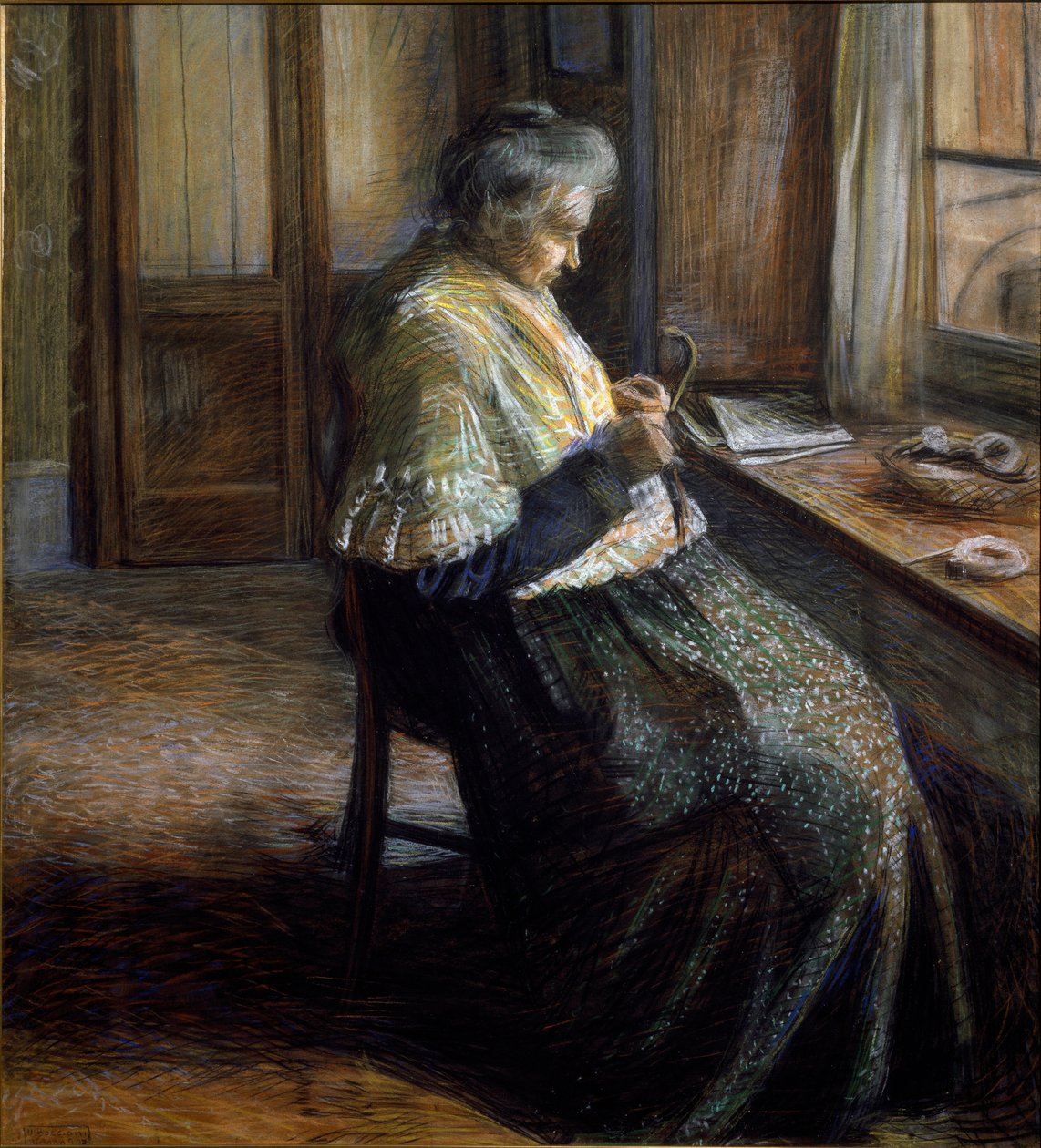 De moeder (portret van een oude vrouw) door Umberto Boccioni