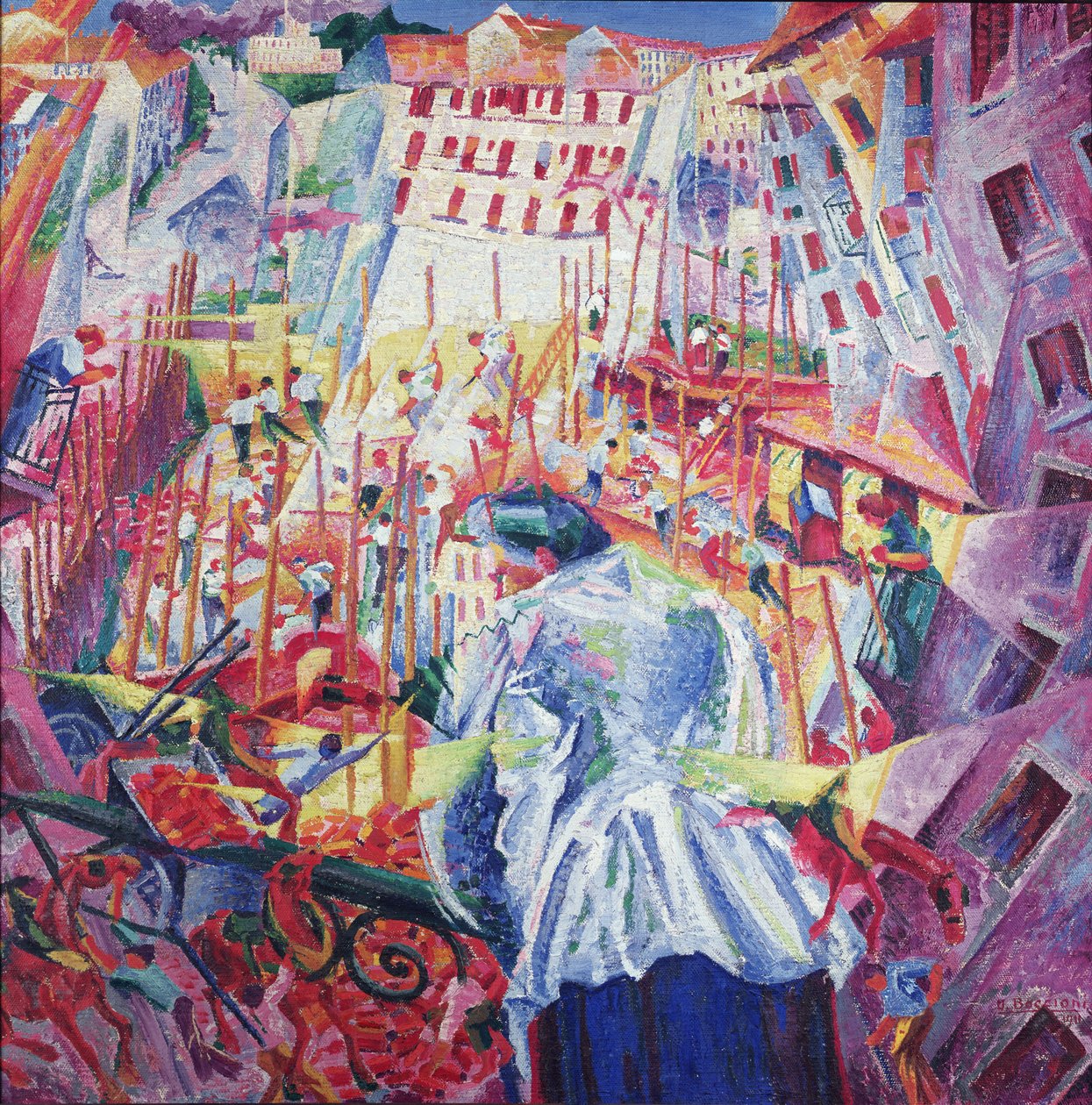 De straat betreedt het huis, 1911 door Umberto Boccioni