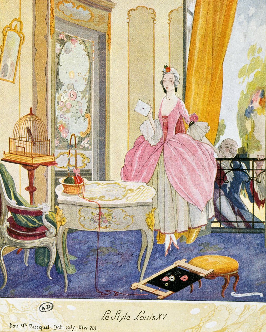 Scène in stijl van Lodewijk XV, theatraal decor door Umberto Brunelleschi