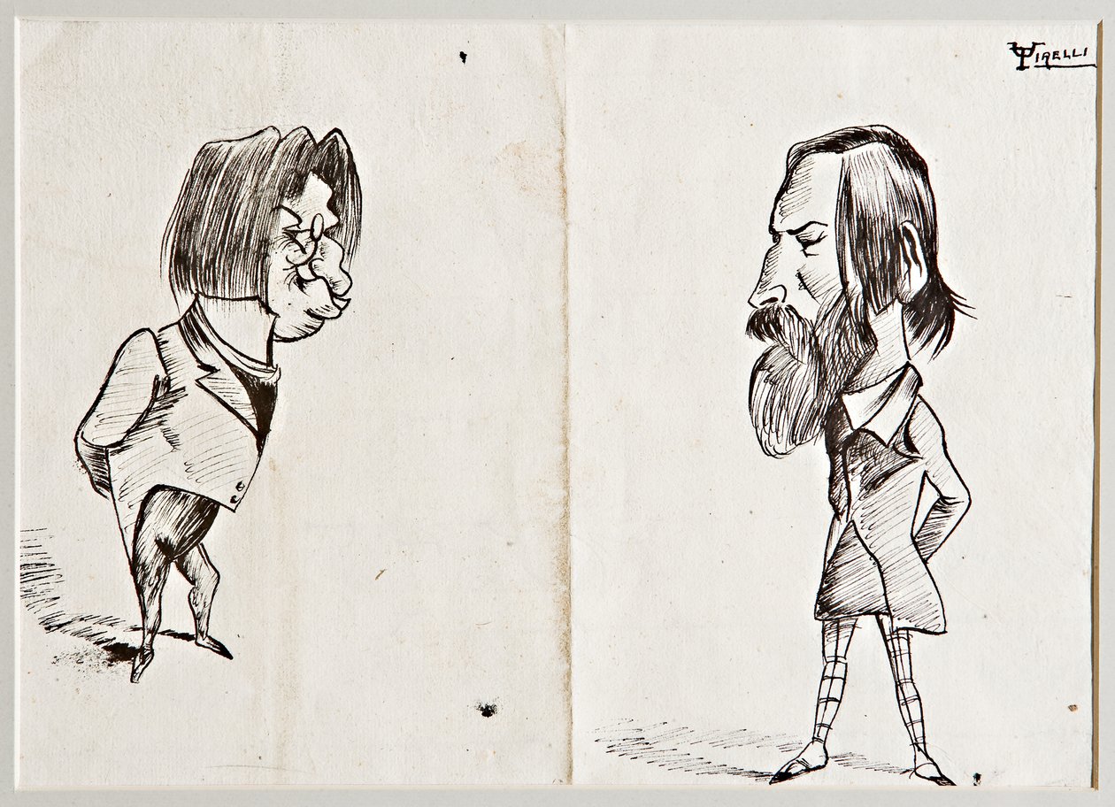Karikaturen (Oost-Indische inkt op papier) door Umberto Tirelli