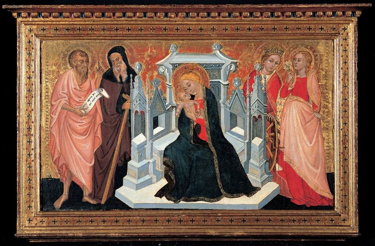 Madonna op de troon met heiligen door Unbekannt Unbekannt