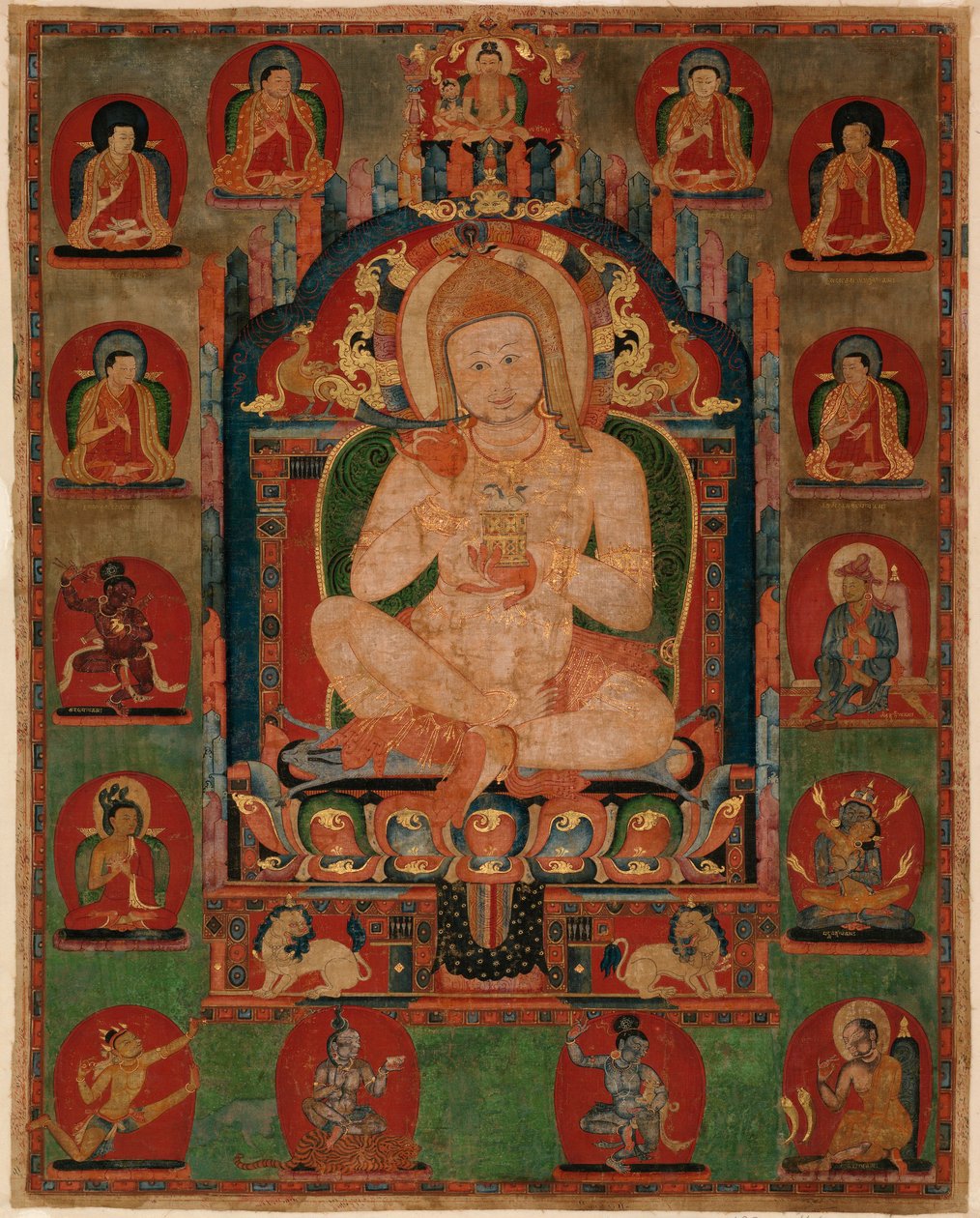 Portret van Jnanatapa omringd door lama
