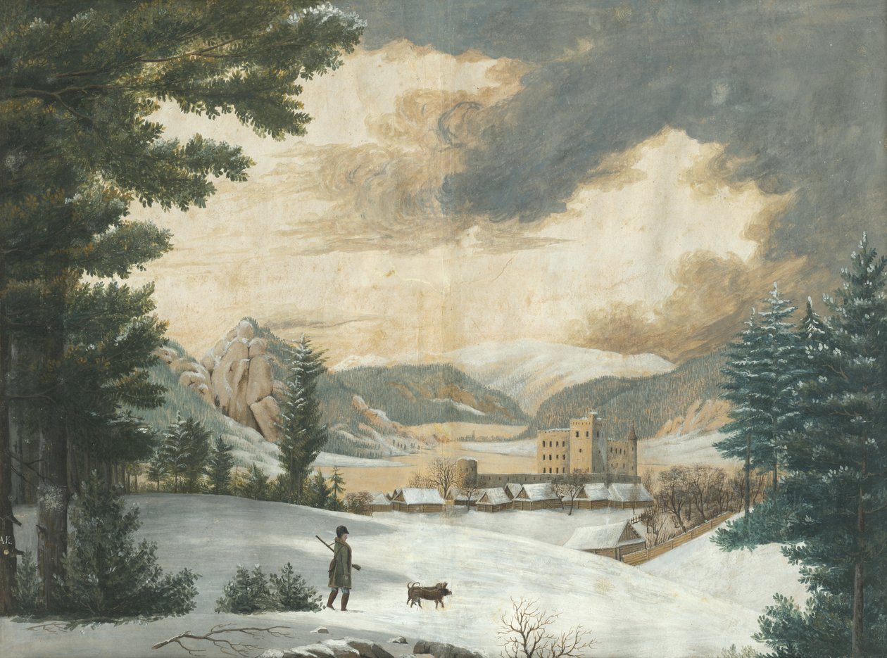 Winterlandschap met jager door Unbekannt Unbekannt