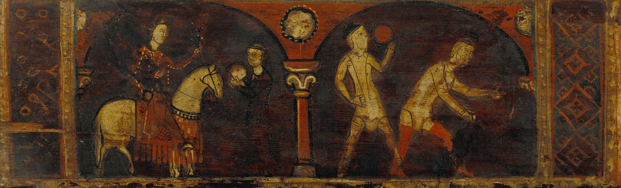 Plafondpaneel met allegorische scènes over het werk van mei en juni door Unbekannt Unbekannt