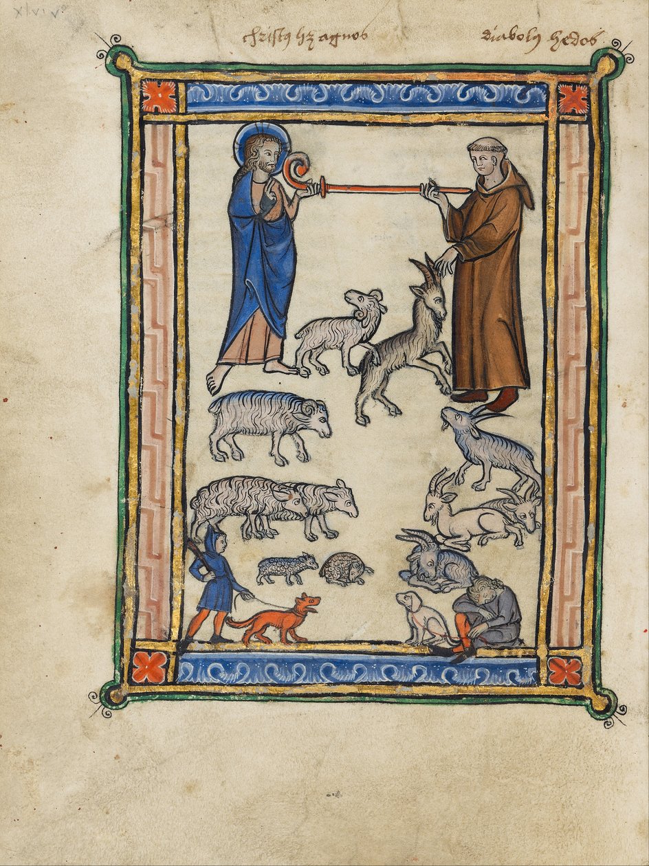 Christus en een Monnik en Twee Herders door Unbekannt Unbekannt