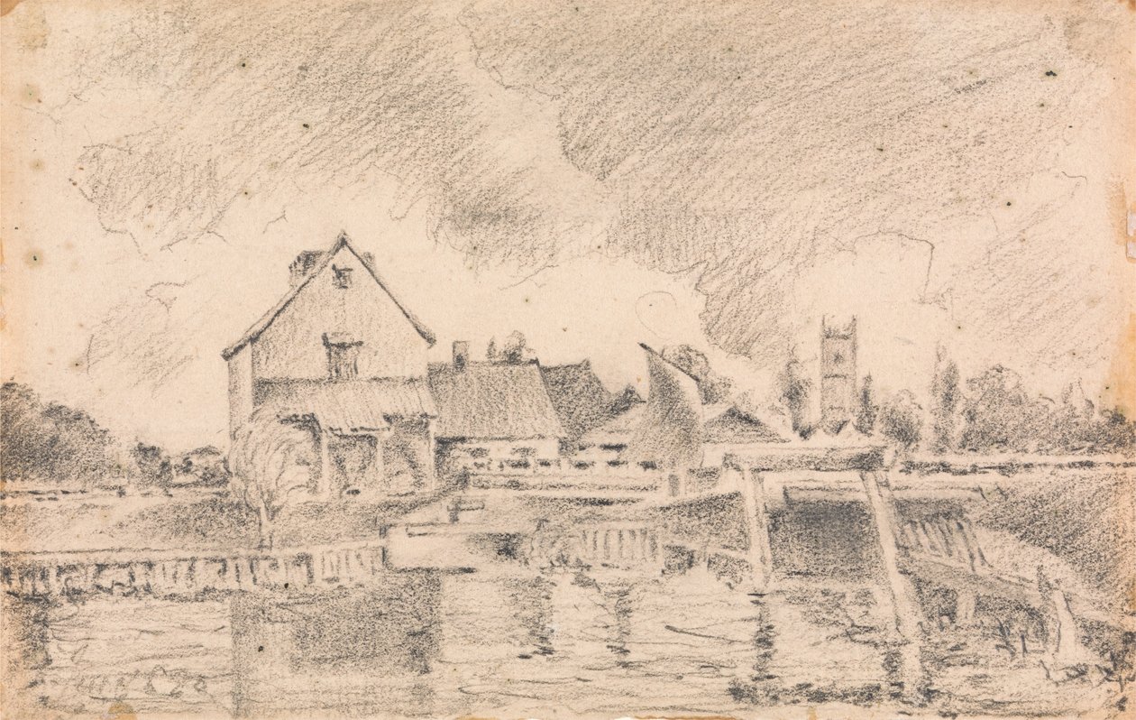 Kopie van Constables schilderij, Dedham Lock en Mill door Unbekannt Unbekannt
