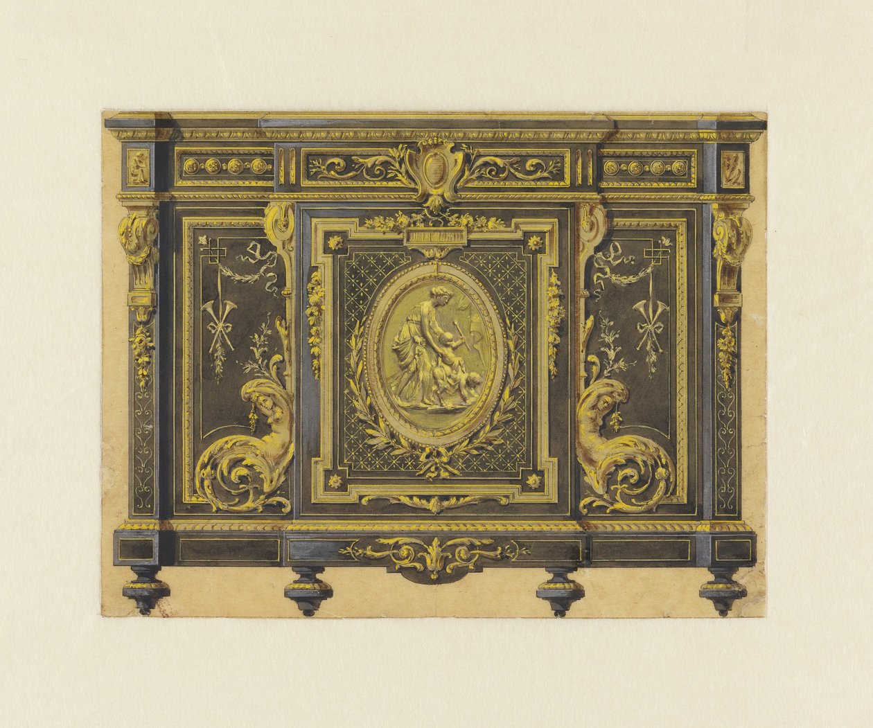 Ontwerp van een Kabinet in Louis XVI-stijl door Unbekannt Unbekannt
