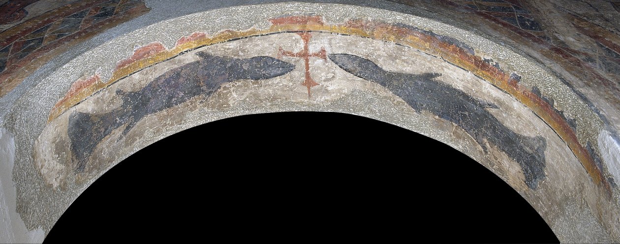 Vissen naast een kruis van Santa Maria de Taüll door Unbekannt Unbekannt