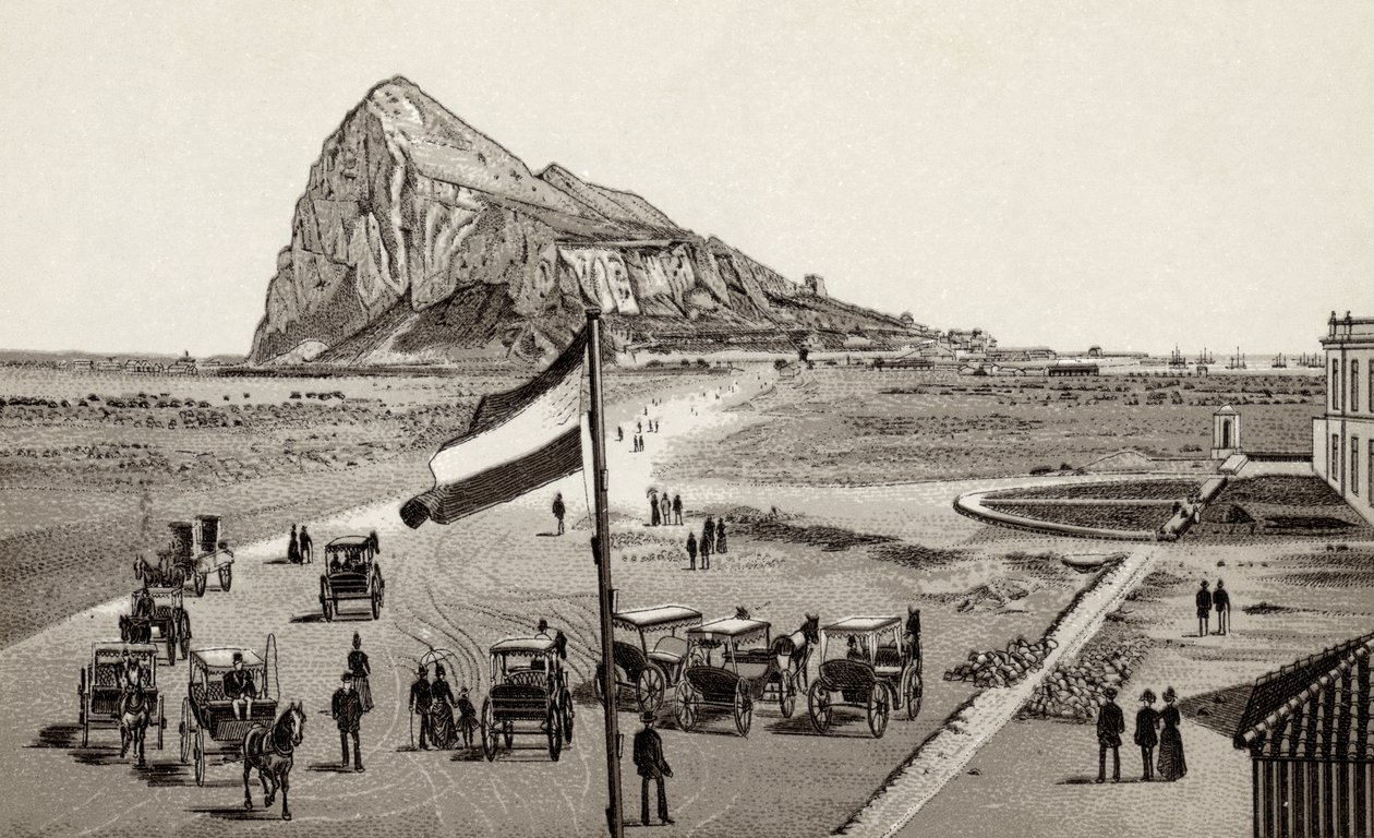 Gibraltar vanaf de Spaanse linie, uit 