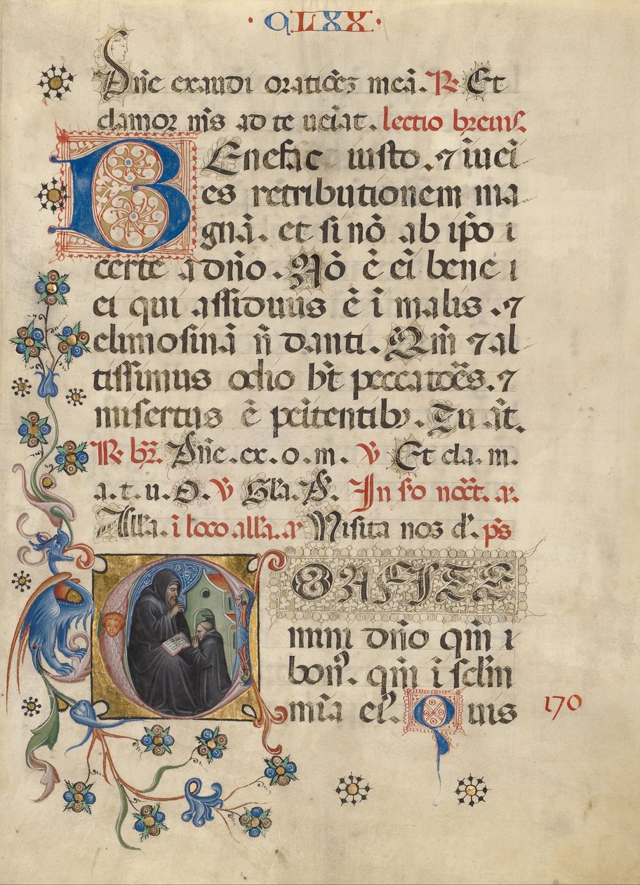 Initiaal C- Sint Benedictus zegent Maurus door Unbekannt Unbekannt