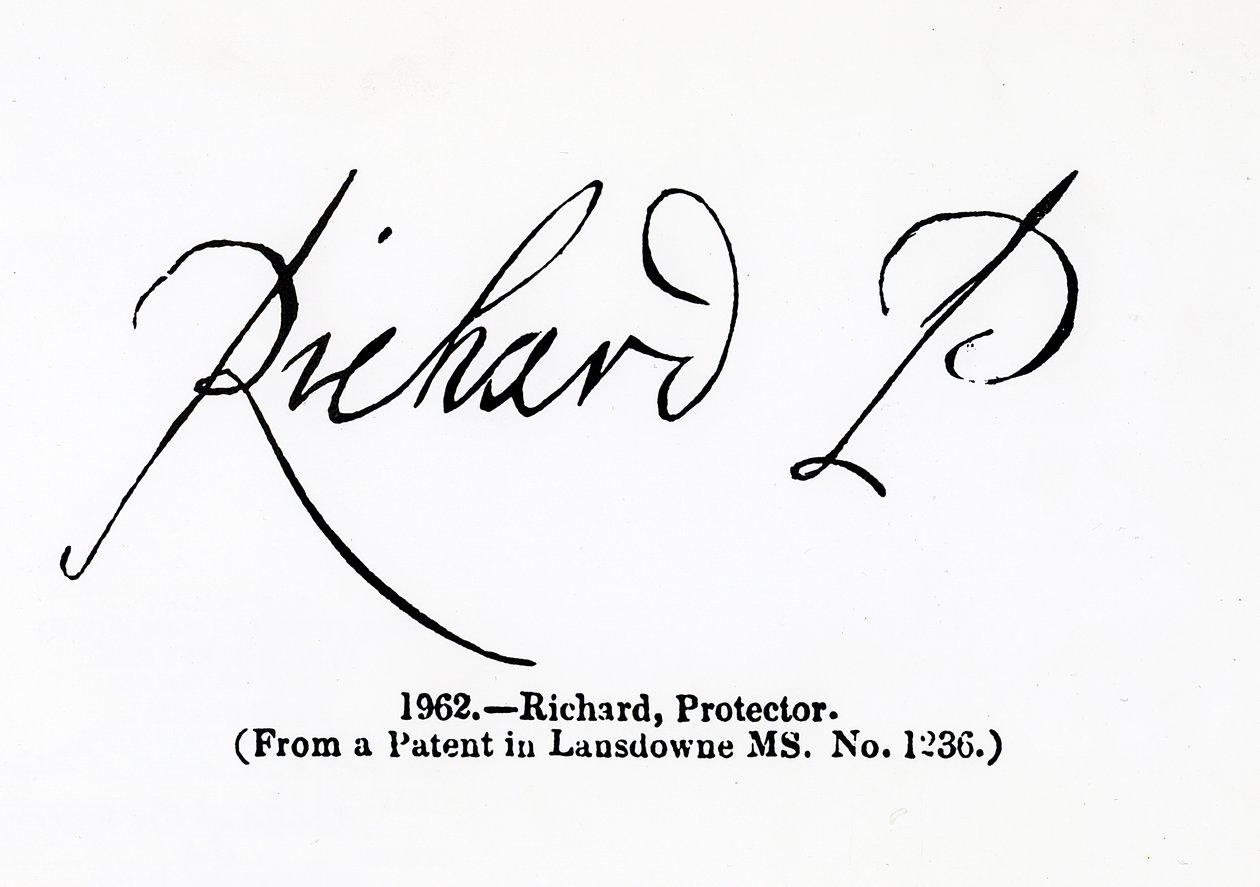 Reproductie van de handtekening van Richard Cromwell (1626-1712) Lord Protector door Unbekannt Unbekannt