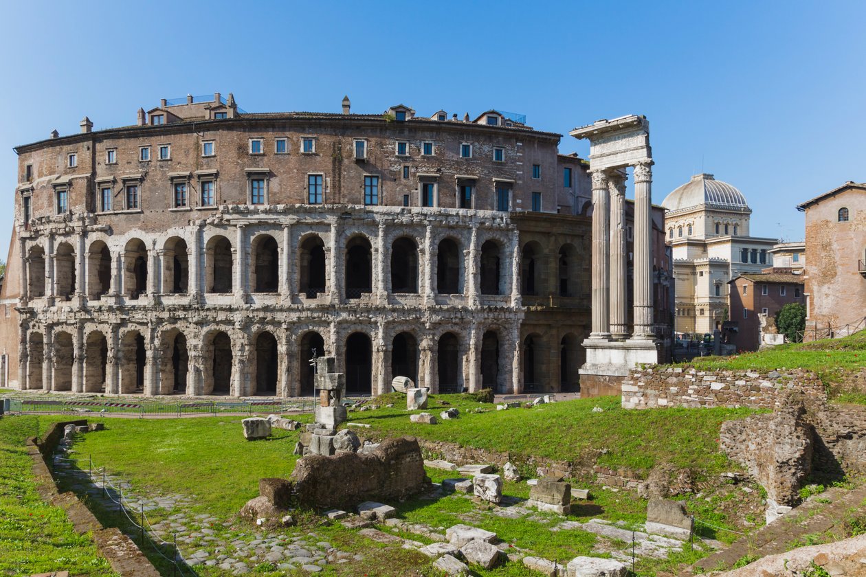 Rome, Italië. Theater van Marcellus en Tempel van Apollo door Unbekannt Unbekannt