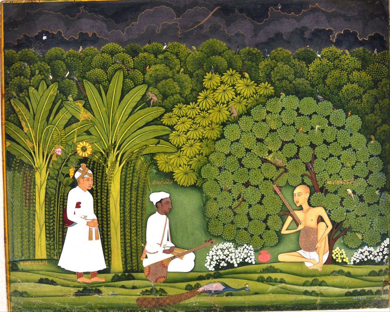 Swami Haridasa met Tansen en Akbar in Vrindavana door Unbekannt Unbekannt