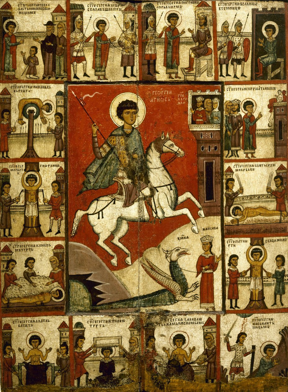 Wonder van Sint Joris en de Draak, met scènes uit zijn leven. Novgorod door Unbekannt Unbekannt