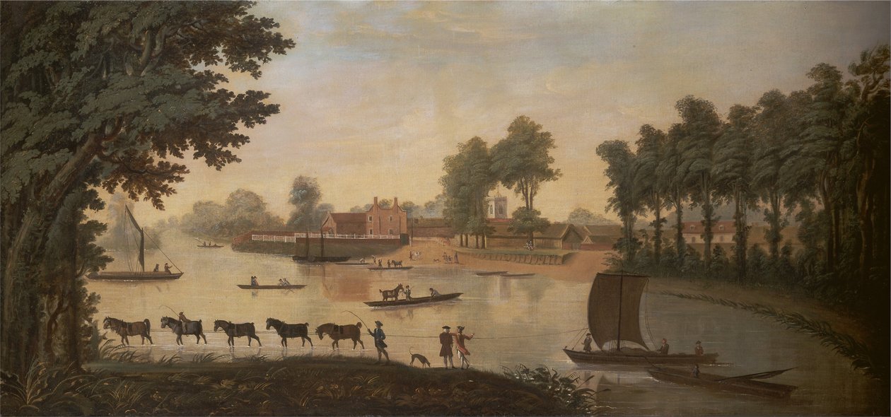Uitzicht op Shepperton aan de rivier de Theems door Unbekannt Unbekannt