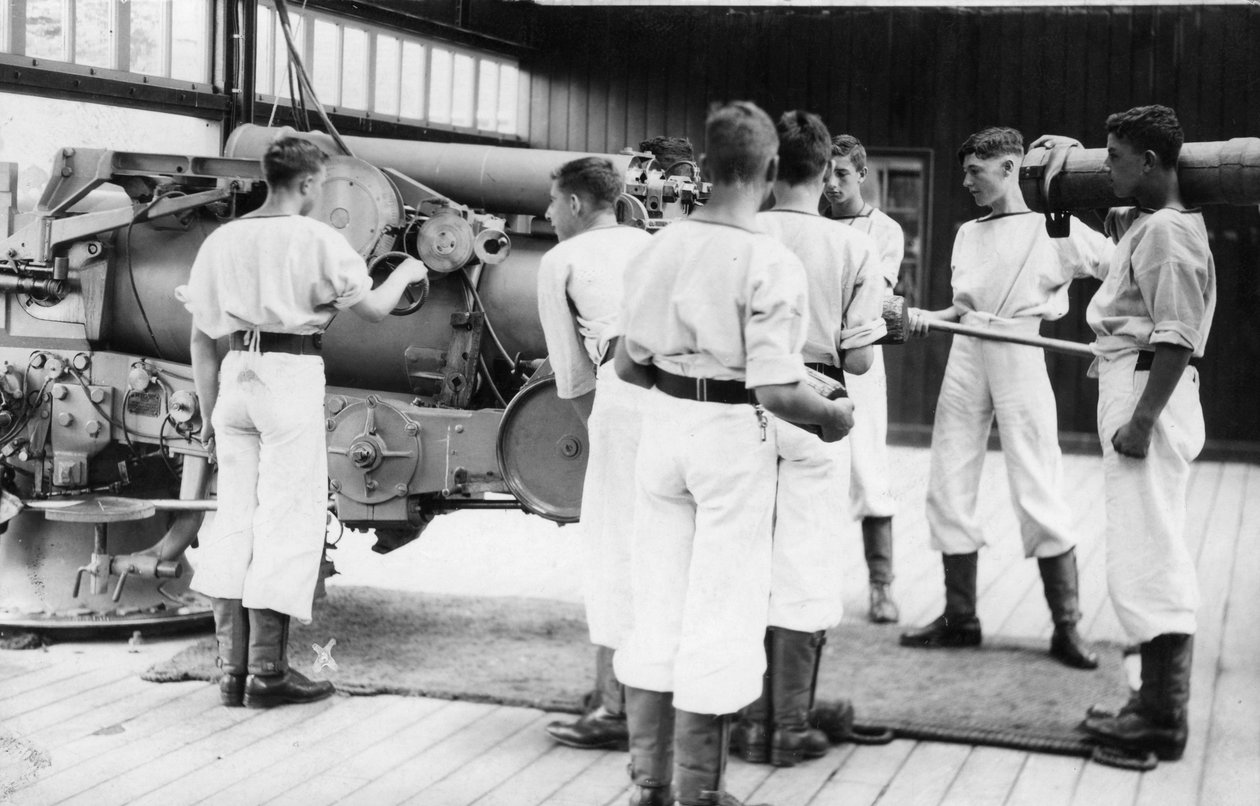 6-inch kanon oefening, Royal Navy trainingscentrum, Shotley, Suffolk, 1936 door Unbekannt