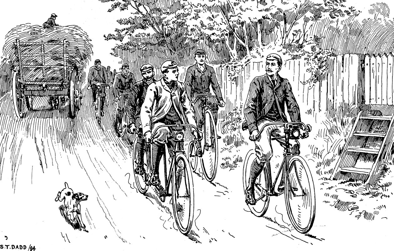 Een Britse fietsclub op een ritje op het platteland, 1895 door Unbekannt