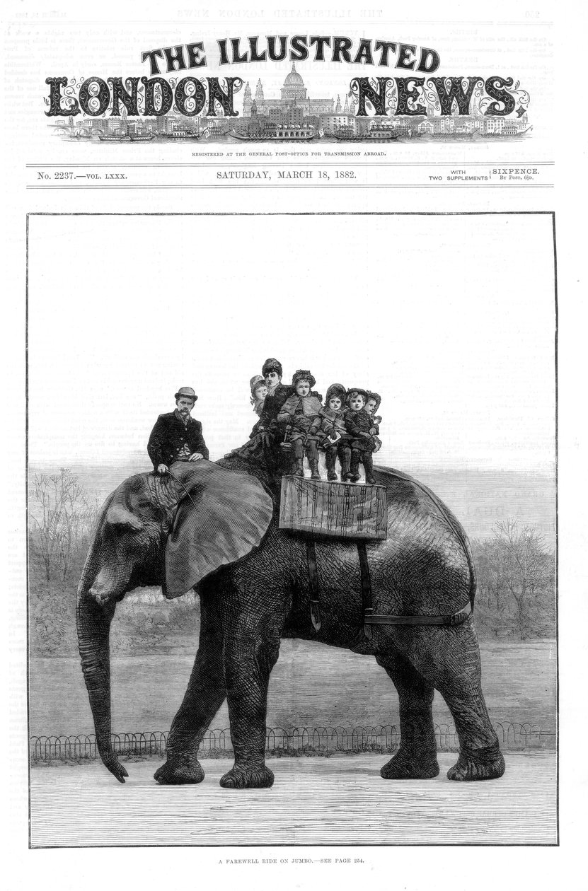 Een Afscheidsrit op Jumbo, London Zoo, 1882 door Unbekannt