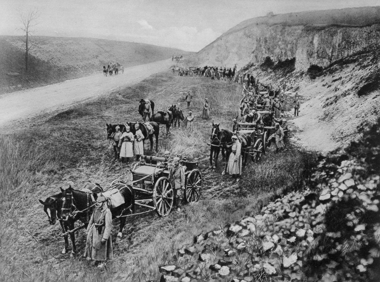 Een Duitse machinegeweereenheid, Eerste Wereldoorlog, 1915 door Unbekannt
