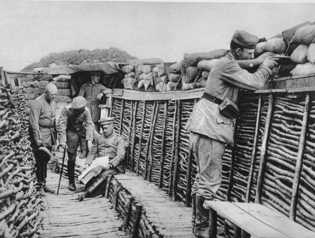 Een Duitse loopgraaf, Eerste Wereldoorlog, 1915 door Unbekannt