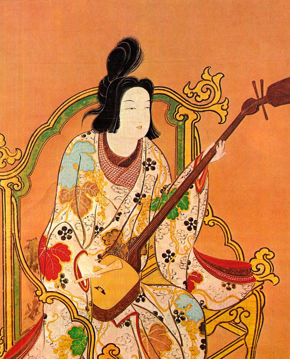 Een meisje dat een shamisen speelt, tweede helft van de 17e eeuw door Unbekannt