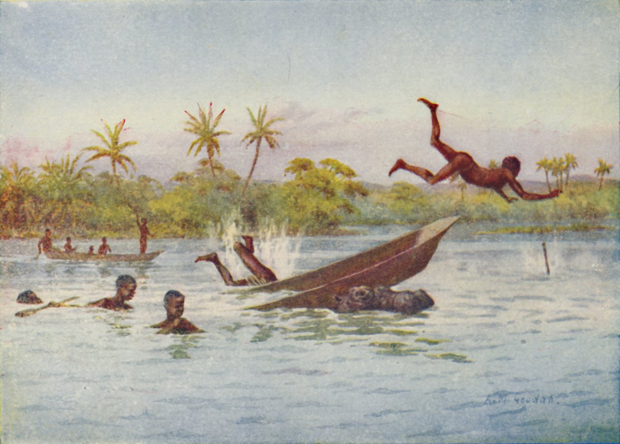 Een Nijlpaardjacht in Centraal-Afrika, 1924 door Unbekannt